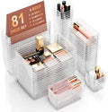 81 PCS Clear Plastic Drawer Organizer Set 4 Sizes Desk Divider Storage Bin by Unknown