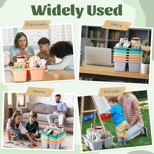 6 Pack Plastic Classroom Organizer Caddy with Handle, Morandi - Image 6