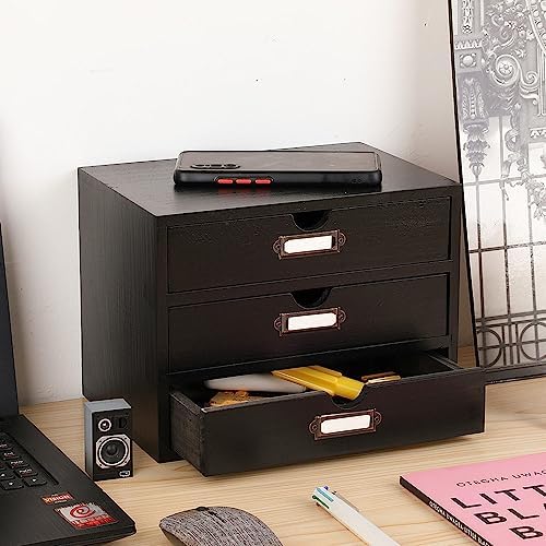 Small Wooden Drawers Wooden Box with Drawer Black - Image 2