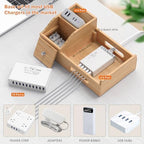 Bamboo Charging Station for Multiple Devices with USB Charger, 5 Cables - Image 5