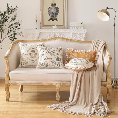 ISAENNE Designer Linen Throw Pillow Cover,Set of 2,18"x18"-Cornucopia A - Image 6