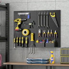 Peg Board, 4-pcs 16" x 12" Metal Pegboard Panels with 70 Hooks, Tool Organizer for Garage, Craft Room, Black - Image 2