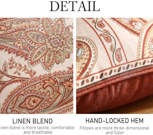 ISAENNE Vintage Linen Throw Pillow Cover,Set of 2,18"x18"-Chauffrey A - Image 4