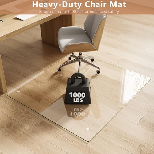 42" x 48" Tempered Glass Chair Mat for Carpet & Hard Floors - Image 3