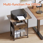 Printer Stand with Storage, 3-Tier Printer Table with Fabric Drawers, Brown - Image 5