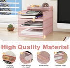 Natwind 3-Tier Stackable Metal Mesh Letter Paper Tray Organizer,Pink - Image 5