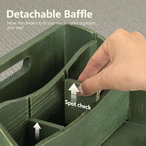 Rebee Vision Wooden Countertop Mail Organizer for Desk with 4-Slot, Green - Image 6