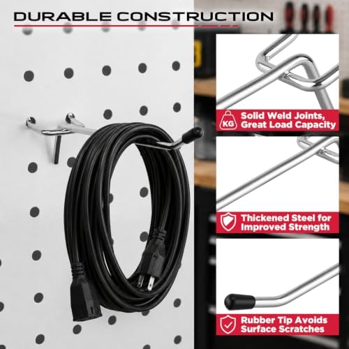 320PCS Pegboard Accessories Kit, Pegboard Hooks Assortment with Bins and Stainless Steel Peg Locks, Tool Organizer for 1/8" and 1/4" Pegboards, Garage Wall Organization, Workshop and Tool Storage - Image 4