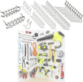 Peg Board Hooks for Hanging Tools Assortment – Tool Organization Accessories Kit – Organizer Set of 1 inch, 2 inch, 4 inch L Hooks, J Hook, Pegboard Pliers Rack and Screwdriver Holder by RightArrange