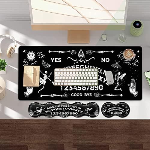 Gaming Mouse Pad & Keyboard Wrist Rest,Large Extended Mouse Pad 31.5X 11.8,Ergonomic Memory Foam Wrist Rest Support+Desk Mat Protector,for Office/Home Writing Pad,Ouija Board Pattern Black Mousepad - Image 7