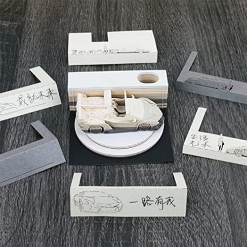 3D Paper Note Roadster Model Sticky Notes Paper Three-Dimensional Sports Car 3D Memo Pad Bookmark Pen Holder DIY Creative Gift (White) - Image 4