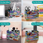 PU Leather Multi-Compartment Pen Holder Desktop Organizer Pencil Cup Storage Caddy for Office Home Supplies WlsFqCb - Image 4
