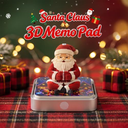 3D Calendar 2027, Desk Time Piece Calendar 2027,Tear-Away 3D Paper Art Notepad w LED Lights,Creative 3D Memo Artsy Pad Calendars, DIY Paper Carving Gift (Santa Claus) - Image 2