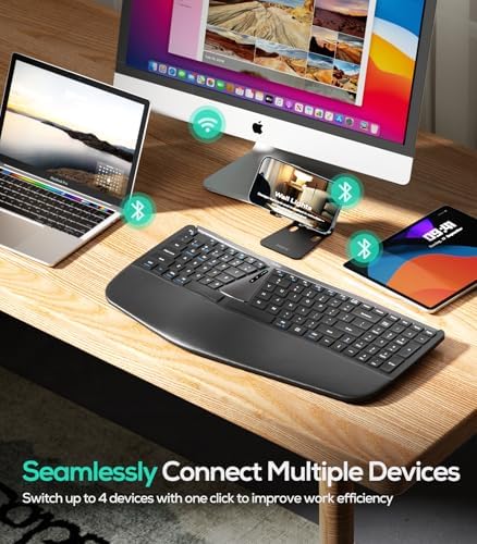 Nulea Ergonomic Split Wireless Keyboard with Cushioned Wrist Rest - Image 3