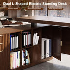 63x59 in L Shaped Executive Electric Standing Desk with Storage - Image 5