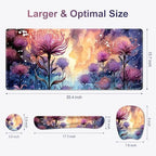 4 in 1 Large Mouse Pad, Keyboard Wrist Rest Set, Ergonomic Mouse Pad with Wrist Support, Desk Mat with Stitched Edges, Extended Desk Pad Waterproof Desk Mat for Home Office I Blossom Purple Flower - Image 6