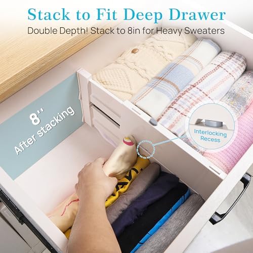 Vtopmart 4" High Drawer Dividers for Clothes, 11.3"-17" Expandable, 12 Pack - Image 4