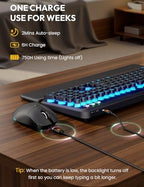 Wireless Keyboard and Mouse, Backlit Typewriter with Magnetic Wrist Rest - Image 6