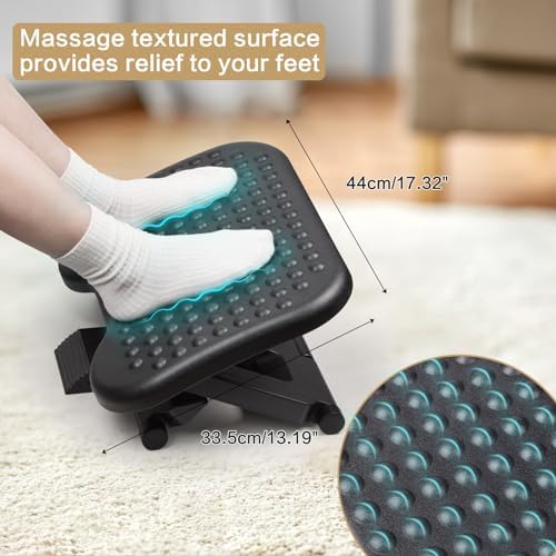 Auslar Foot Rest Under Desk at Work, Ergonomic Desk Footrest with Massage - Image 6