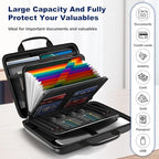 Fireproof Document Box, Hard Case Fireproof File Organizer Box with Lock and 13 Pocket Accordion File Folder, Portable Safe Box for Home Office Travel to Storage Important Documents Laptop Blue - Image 2