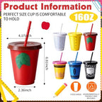 Qinyoung 24 Set/74 Pcs Back to School Teacher Appreciation Gifts Red Blue Lined Drink Carrier with Handle, 16 oz Teacher Tumblers with Lids Straws, Pencil Greeting Card Back to School Party Supplies - Image 2