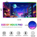 AIMSA RGB Gaming Mouse Pad, Large Mousepad with 14 Led Light Modes, Keyboard Pad Gaming Accessories for Desk, Non-Slip Rubber Base Mouse Mat for Gamer, Modern Urban Night Scene - Image 7