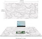 Cacoy 48"x24" White Topographic Large Gaming Mouse Pad Extended PC Desk Mat - Image 2