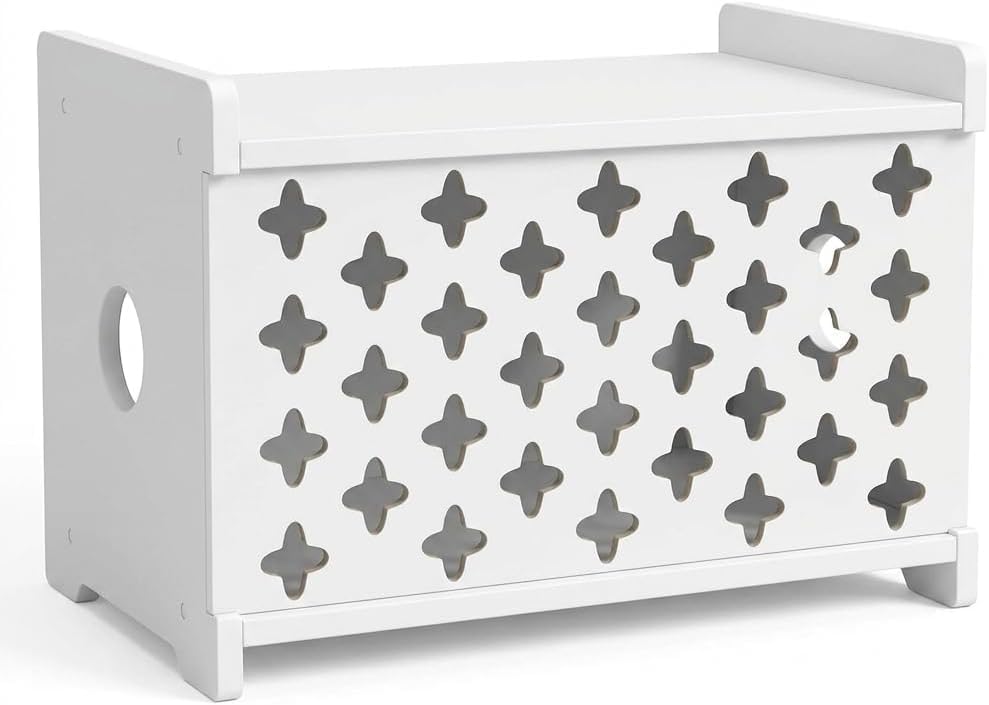 SKAGIT Wooden WiFi Router Storage Box Hider, Decorative Projector Box Hider Rack Countertop, Cable Management Organizer for Modem, Router, Power Strip, and Small Accessories White by Unknown