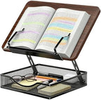 Adjustable Book Stand for Reading with Storage - 2-13" Height Hands-Free by OVICAR