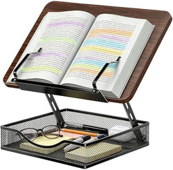 Adjustable Book Stand for Reading with Storage - 2-13" Height Hands-Free by OVICAR