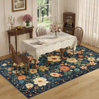 DUKINO 5x8 Area Rug for Bedroom, Floral Washable Rug Non Slip, Navy Blue - Image 5