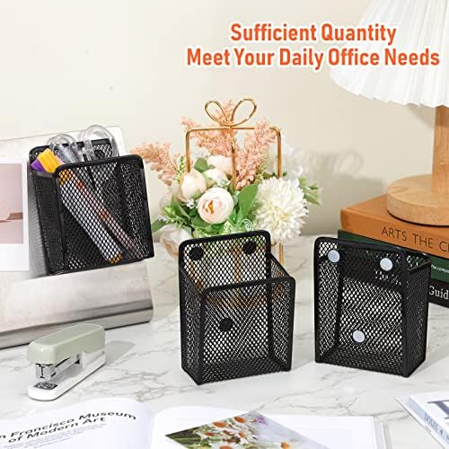 Crtiin 20pcs Magnetic Pen Pencil Holder Stainless Steel Pen Basket, Black - Image 3