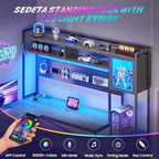 SEDETA Reversible L Shaped Gaming Desk with 6 Drawers, Hutch, Led Lights - Image 7