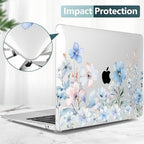 DONGKE Compatible with MacBook Air 13 inch Case 2021 2020 2019 2018 Release A2337 M1 A2179 A1932 with Retina Display & Touch ID, Plastic Hard Shell & Keyboard Cover - Blue Flowers - Image 5