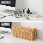 Large Rattan Cable Management Box, Decorative Large Power Strip and TV Box - Image 5