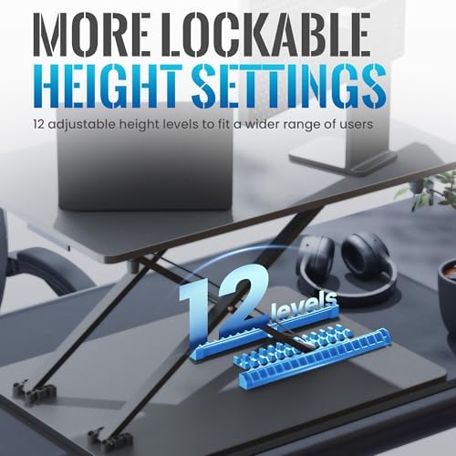 Standing Desk Converter, 25.16" × 15.75" Height Adjustable Laptop Stand for Desk, Sit Stand Monitor Stand, No Assembly Required for Home and Office Use (Black) - Image 6