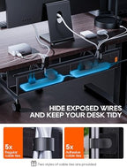 27" No Drill Under Desk Cable Management Tray (Black) - Image 5