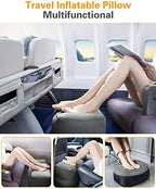 Sunany Inflatable Foot Rest Pillow for Airplane Travel, Adjustable Height for Kids/Adults to Sleep While Traveling,Suitable for Airplane, Office, Home, Trains, Cars and Any Travel（Dark Grey,2 Pack） - Image 2