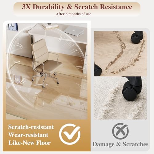 Tempered Glass Chair Mat for Carpet, 30"x55" Clear Floor Mat - Image 3
