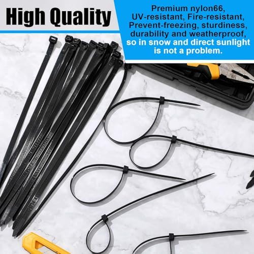 Reallnaive 500 Pack 8 Inch Heavy Duty Zip Ties 120 lb, Black - Image 5