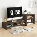 Solid Wood Monitor Stand Riser & Laptop Stand Desk Organizer - Office Accessories for PC Workspace, Computer Organization, Countertop Hutch Light Brown Log Combination 2 by Unknown