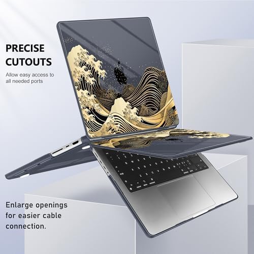 May Chen for 2026 MacBook Pro 14-inch M5 M4 M3 M2 M1 Pro/Max Chip, Release 2026 2025-2021, Model A3427 A3426 A3434 A3112 A3401 A3185, Plastic Hard Shell with Keyboard Cover, Black Sea Wave - Image 6