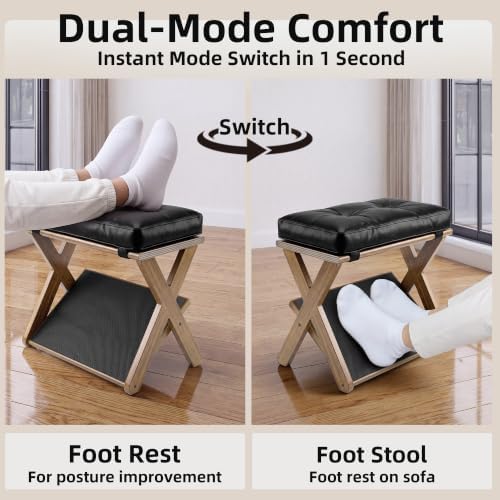 Foot Rest Under Desk at Work, Solid Wood Double Step Footstool - Image 5