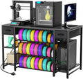 3D Printer Table with Storage, Heavy Duty Metal 3D Printer Stand with Filament Storage Drawer & Power Hub, Large Capacity 3D Printer Desk for Workshop, Studio & Home Office(Black) by Atrastout