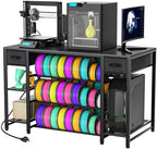 3D Printer Table with Storage, Heavy Duty Metal 3D Printer Stand with Filament Storage Drawer & Power Hub, Large Capacity 3D Printer Desk for Workshop, Studio & Home Office(Black) by Atrastout