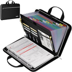 Tamfile Accordion File Organizer with Lock, Fireproof 3 Ring Binder, Black by Tamfile