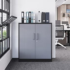 Letaya Metal Storage Cabinets with Lock Door and Shelves, Steel Garage Tool Cabinets for Home,Office, Warehouse,Lockers (36“-Black&Gray) - Image 2