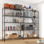 5 Tier Storage Racks Shelving, Heavy Steel Pantry Shelves, Adjustable Wire Shelving Rack, Suitable for Garage, Kitchens, Offices, 69.7" W x 16" D x 71" H, Black - Image 2