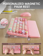 Wireless Keyboard and Mouse Combo, Cute Typewriter, Magnetic Wrist Rest - Image 3