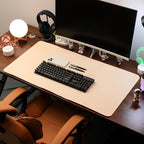 Single-Sided Desk Mat - (20"x40") Leather & Cork Desk Protector, Large Mouse Pad & Writing Pad for Office/Home, Off-White by ZGLCQSGY